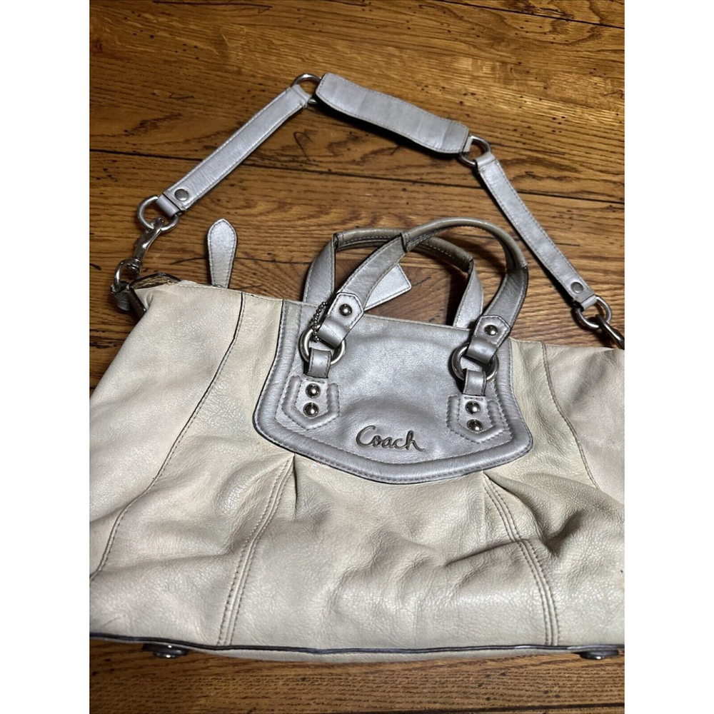 COACH ASHLEY IVORY/CREAM LEATHER CONVERTIBLE TRAVEL SATCHEL TOTE BAG F19247 - Picture 2 of 10